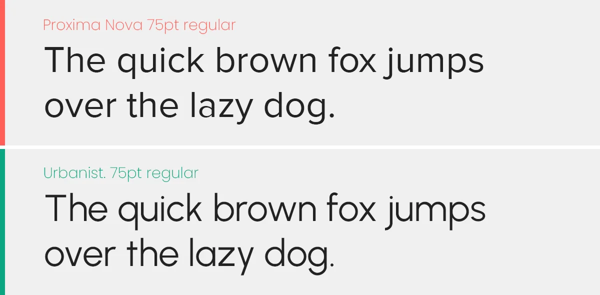 Proxima Nova font versus urbanist font for UI design.