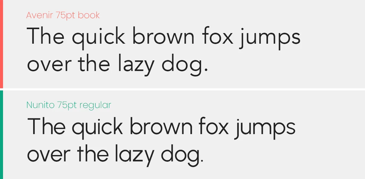 Avenir font versus Nunito font for UI design.
