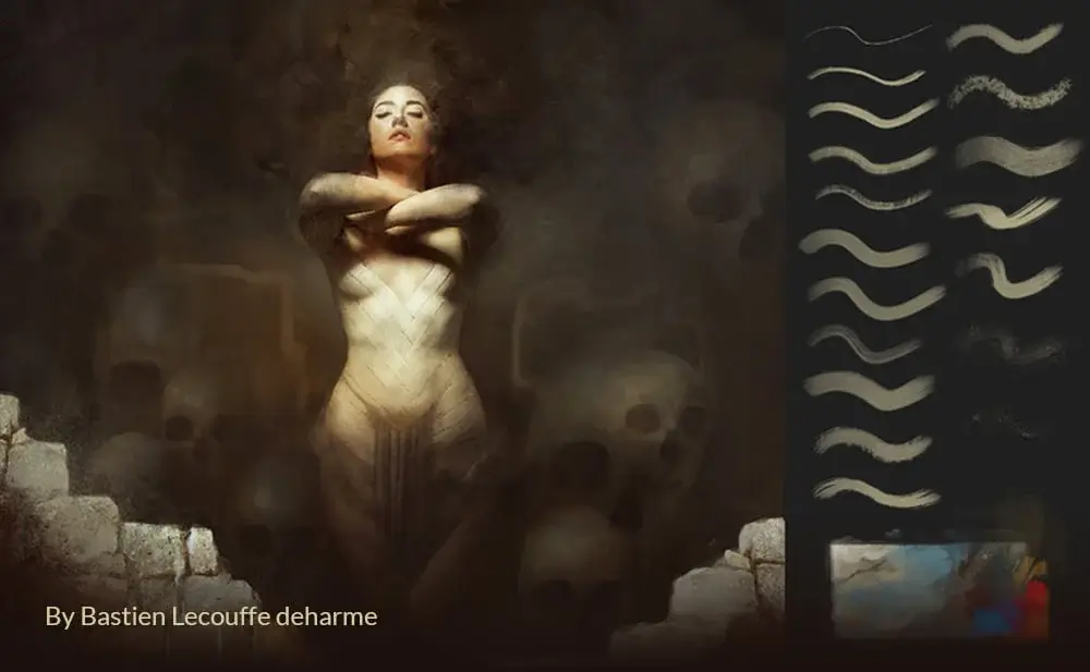 Bastien Lecouffe Deharme oil Photoshop brushes for painterly artwork