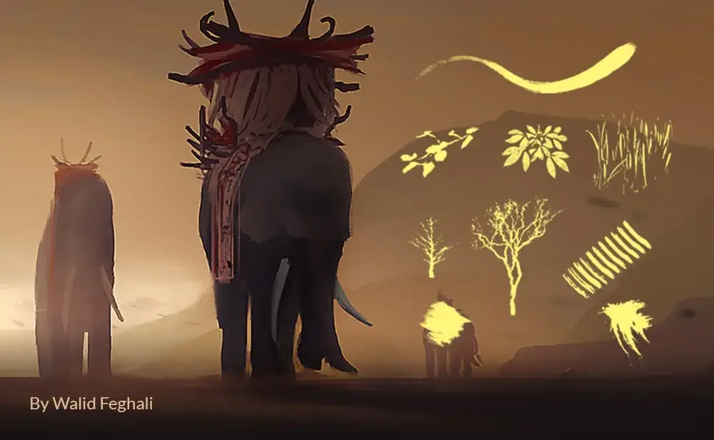 Walid Feghali Photoshop brushes for stylized landscape concept art