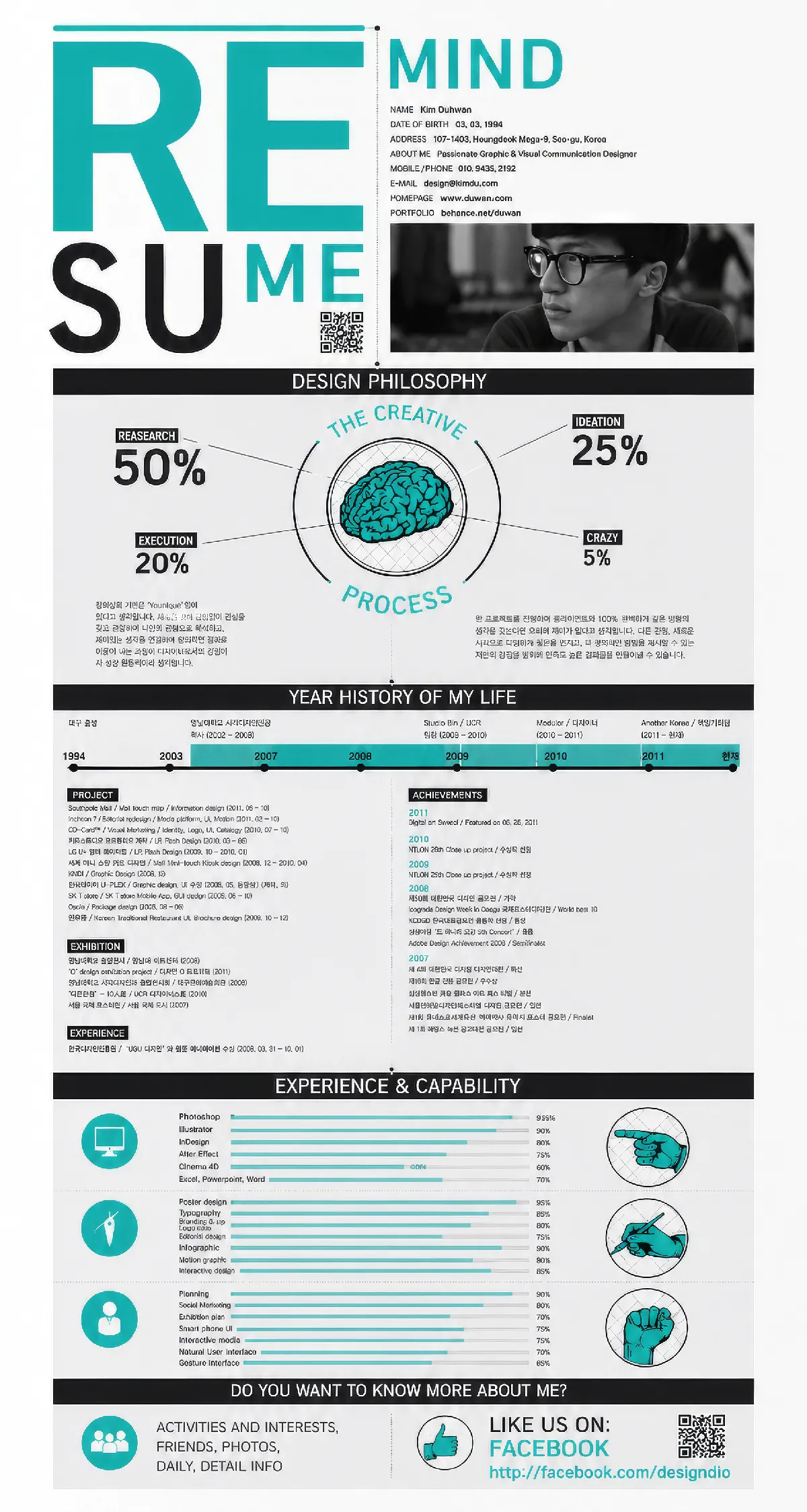 Modern timeline resume design for graphic designers