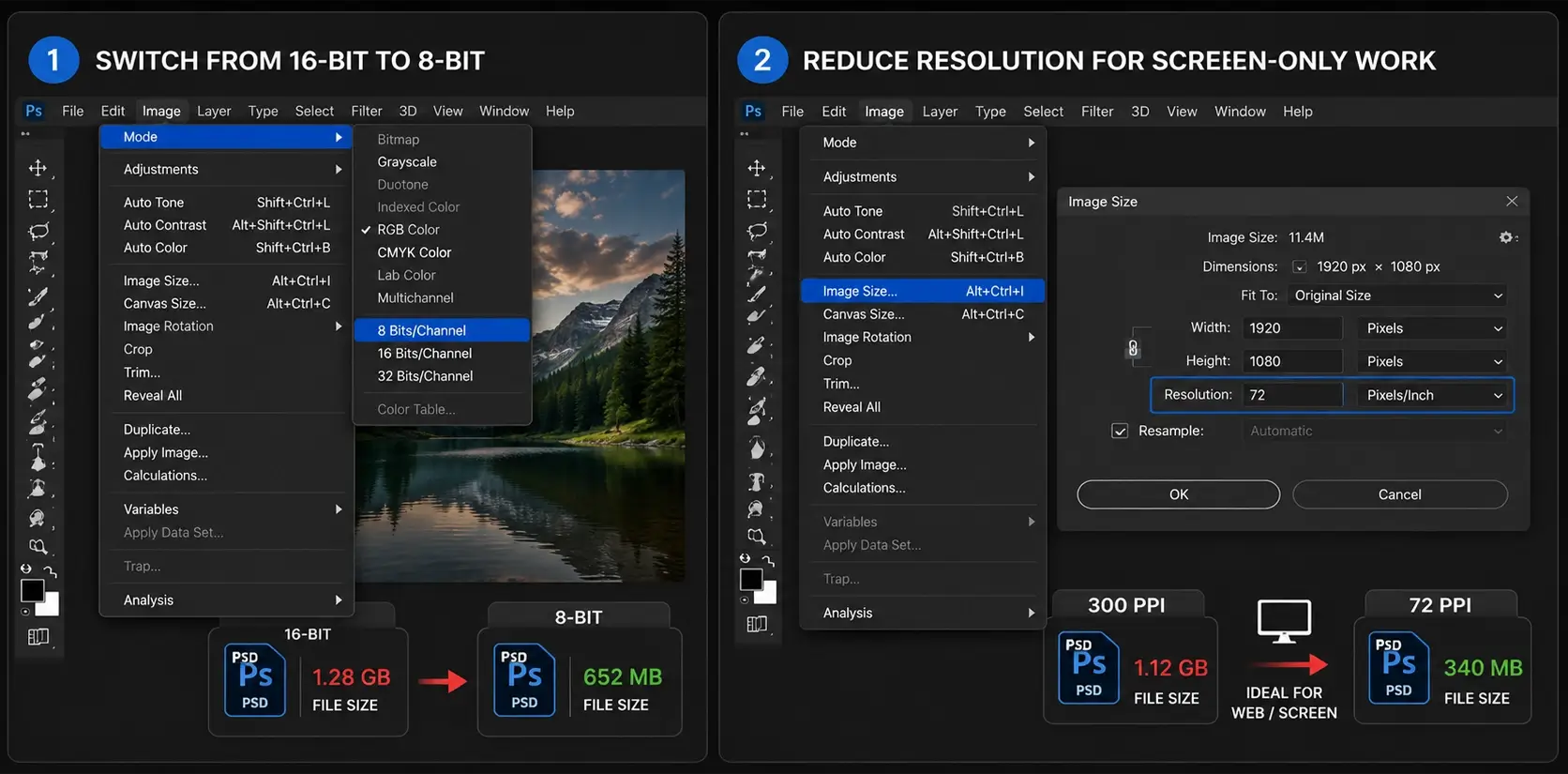 Reduce Photoshop File Size by Adjusting Document Settings
