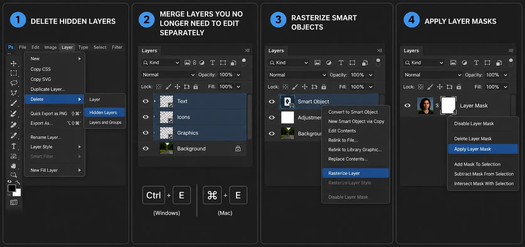 Optimize layers and Smart Objects to reduce Photoshop file size without losing quality
