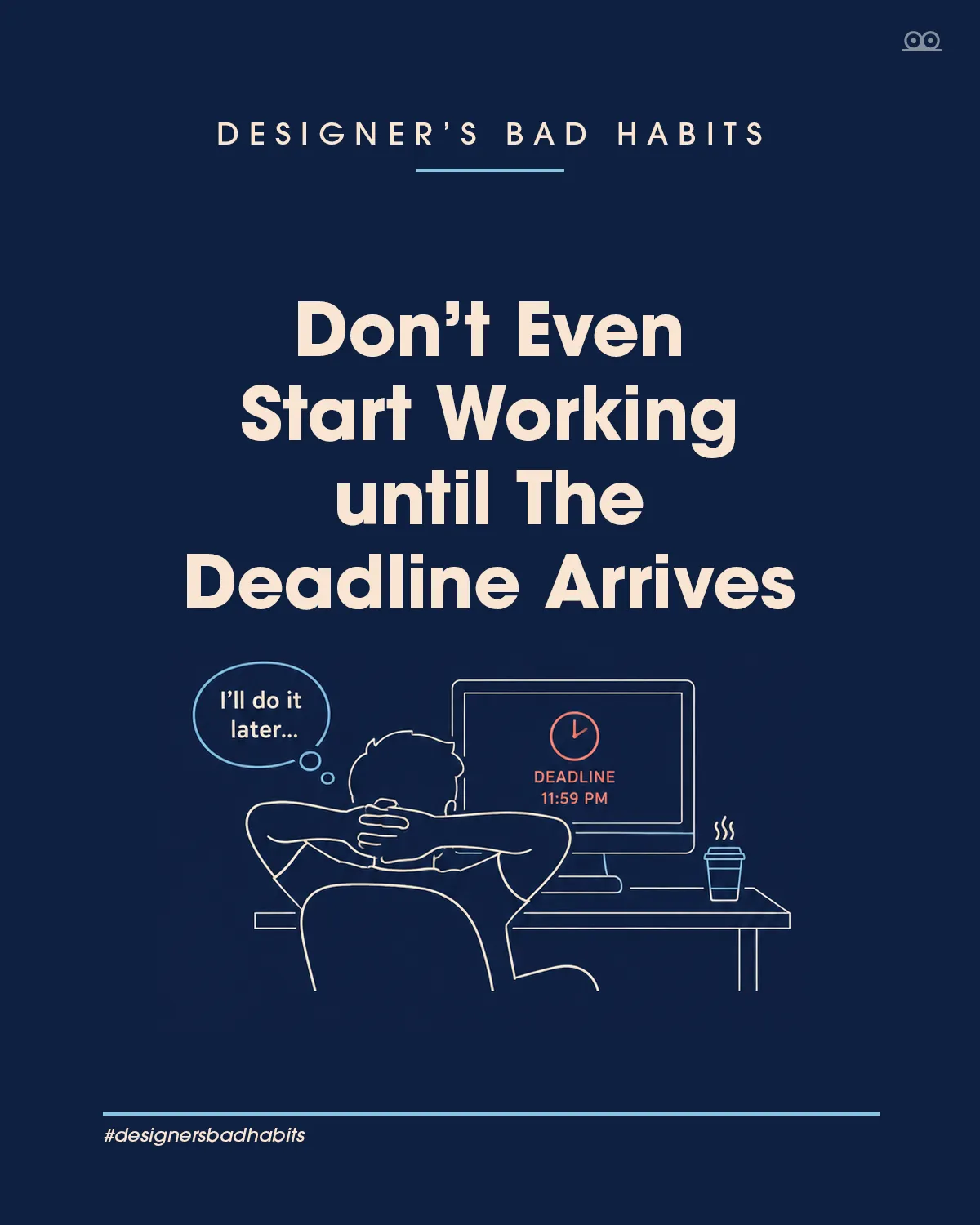 Designer waiting for the deadline to start working 3D illustration