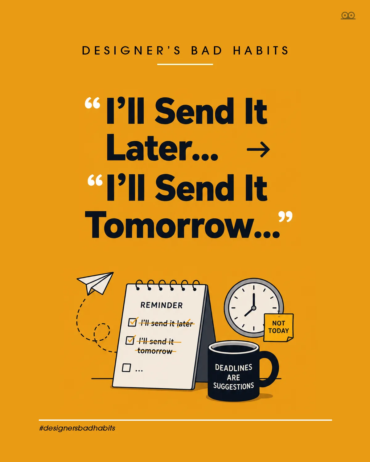 Graphic designer making excuses to client about sending files tomorrow