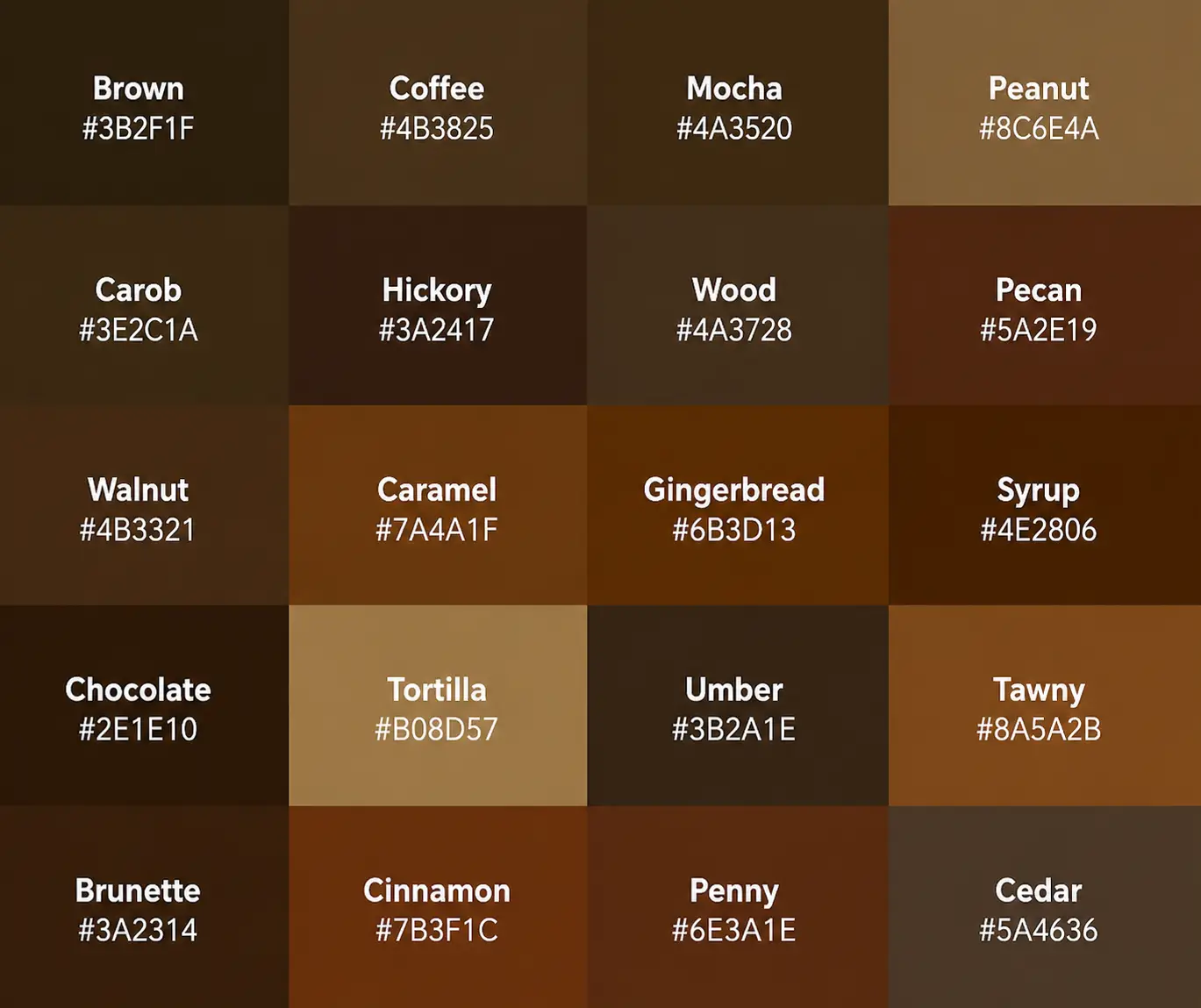 Brown color palette guide in Color Thesaurus