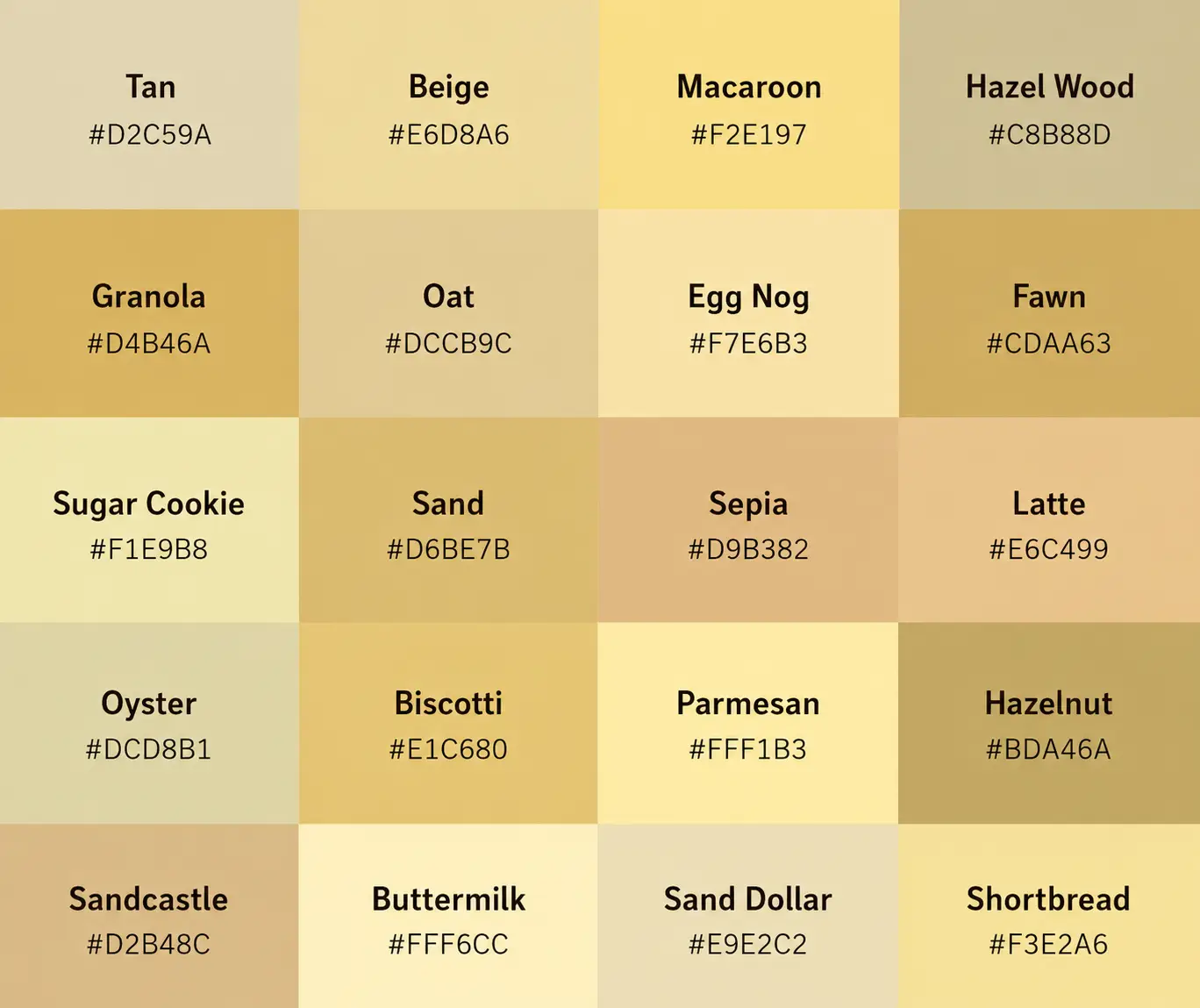 Color Thesaurus guide for Tan and Beige shades