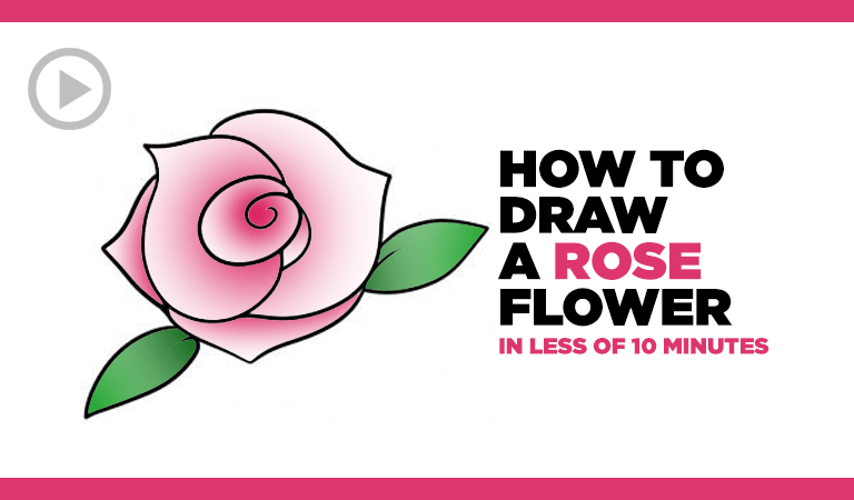 Video- How to Draw a Rose Flower in Less of 10 Minutes