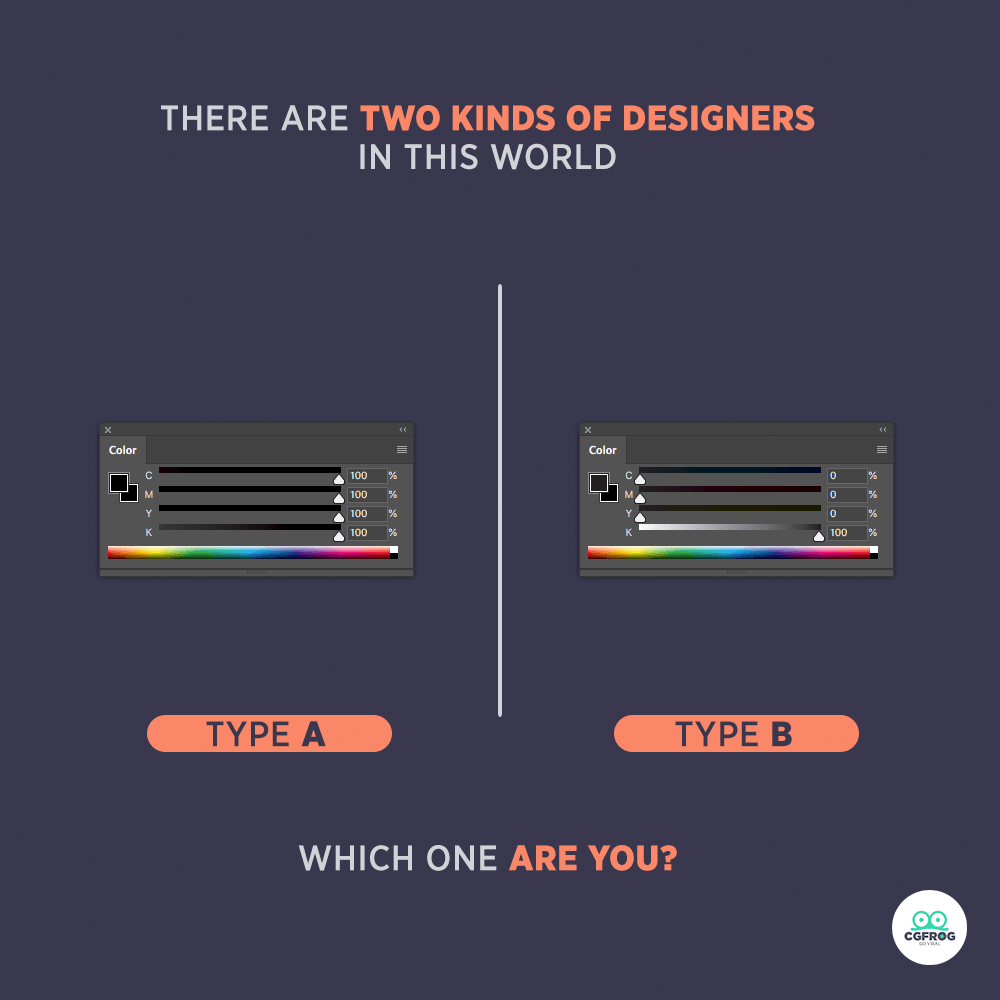 Types of Designers Black Color Picker CMYK