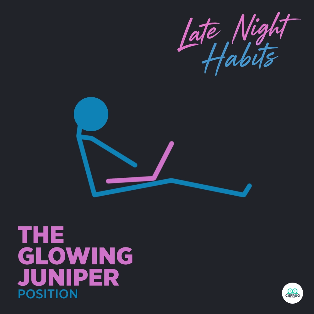 Late night glowing juniper laptop habit for creators