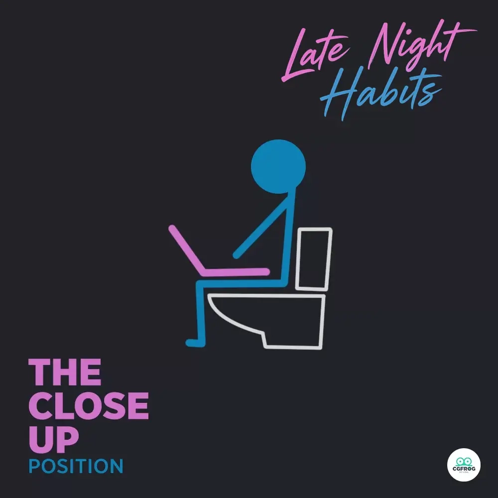 Designer close up laptop habit for late night work