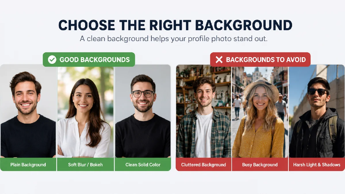 Comparison of good and bad background choices for social media profile photos