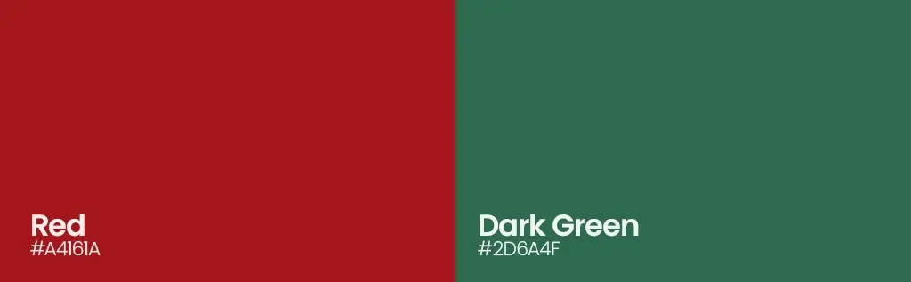 Red and dark green color combination for vintage and luxury designs