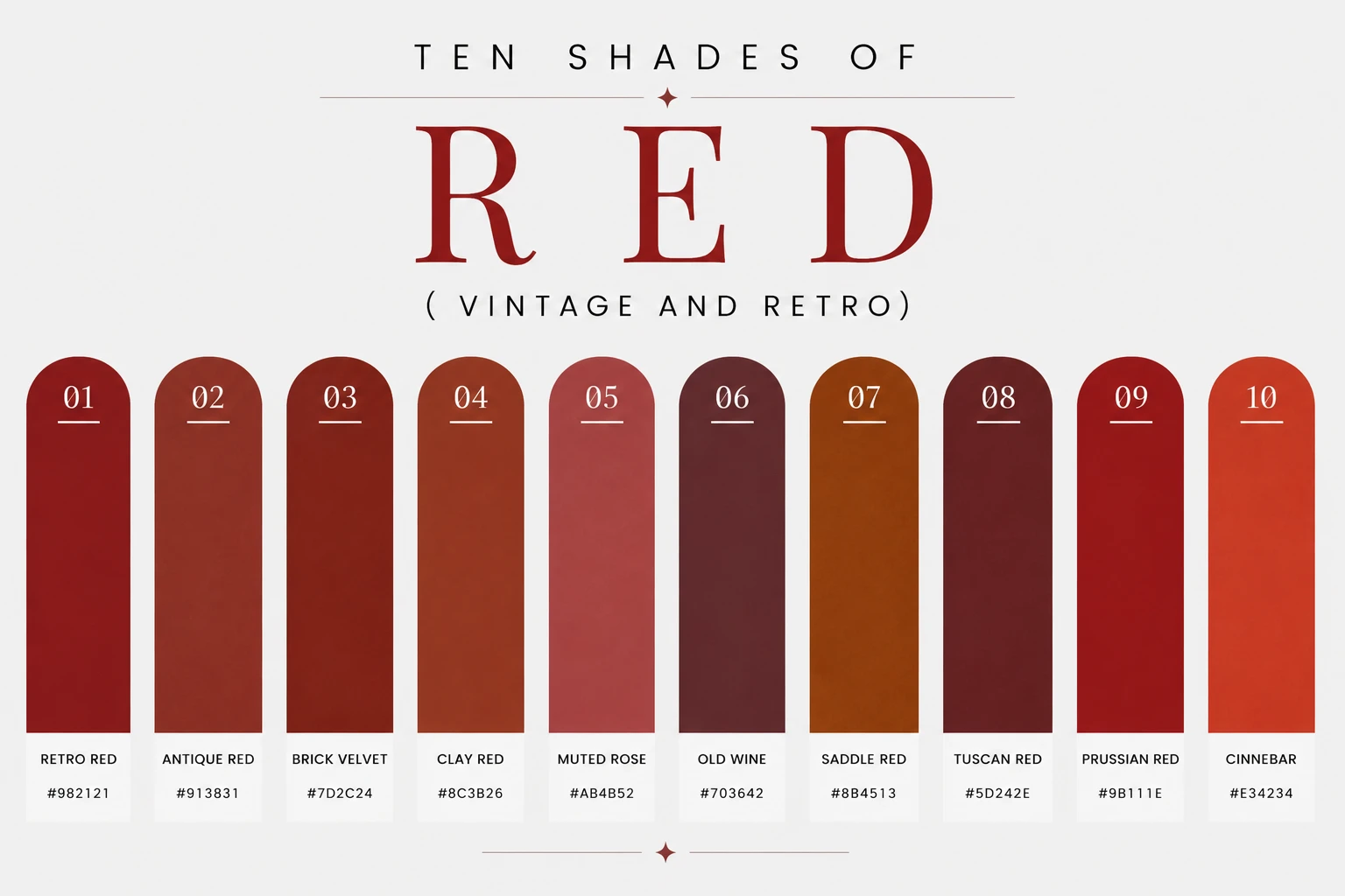 Vintage and Retro Red Tones for Nostalgic Graphic Design Projects