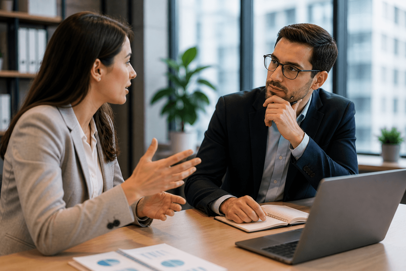 Professional actively listening during client meeting with focused attention and engagement