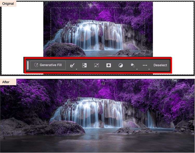 Adobe Firefly generative fill tool bar interface inside Photoshop