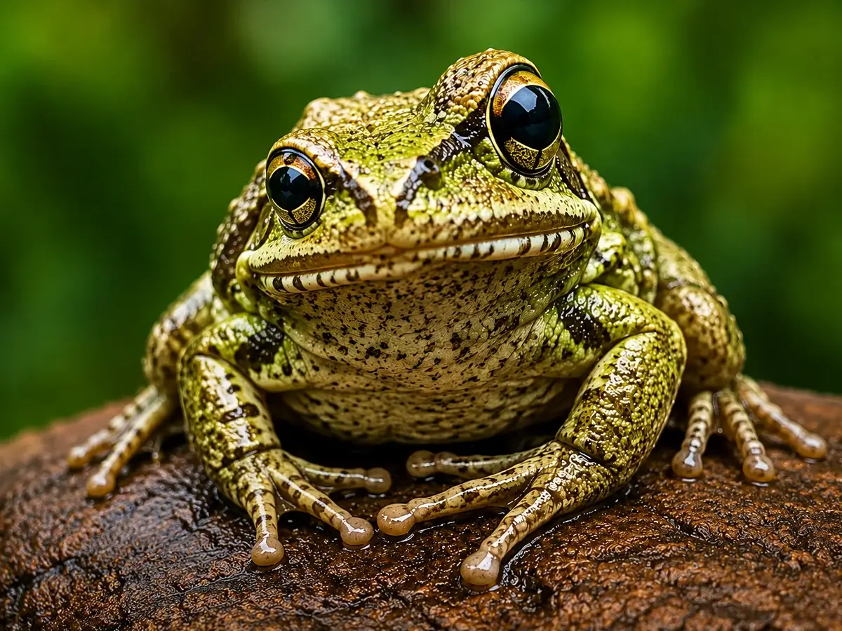 How to sharpen blurry images in Photoshop - frog photo enhanced with Ai Generative Upscale