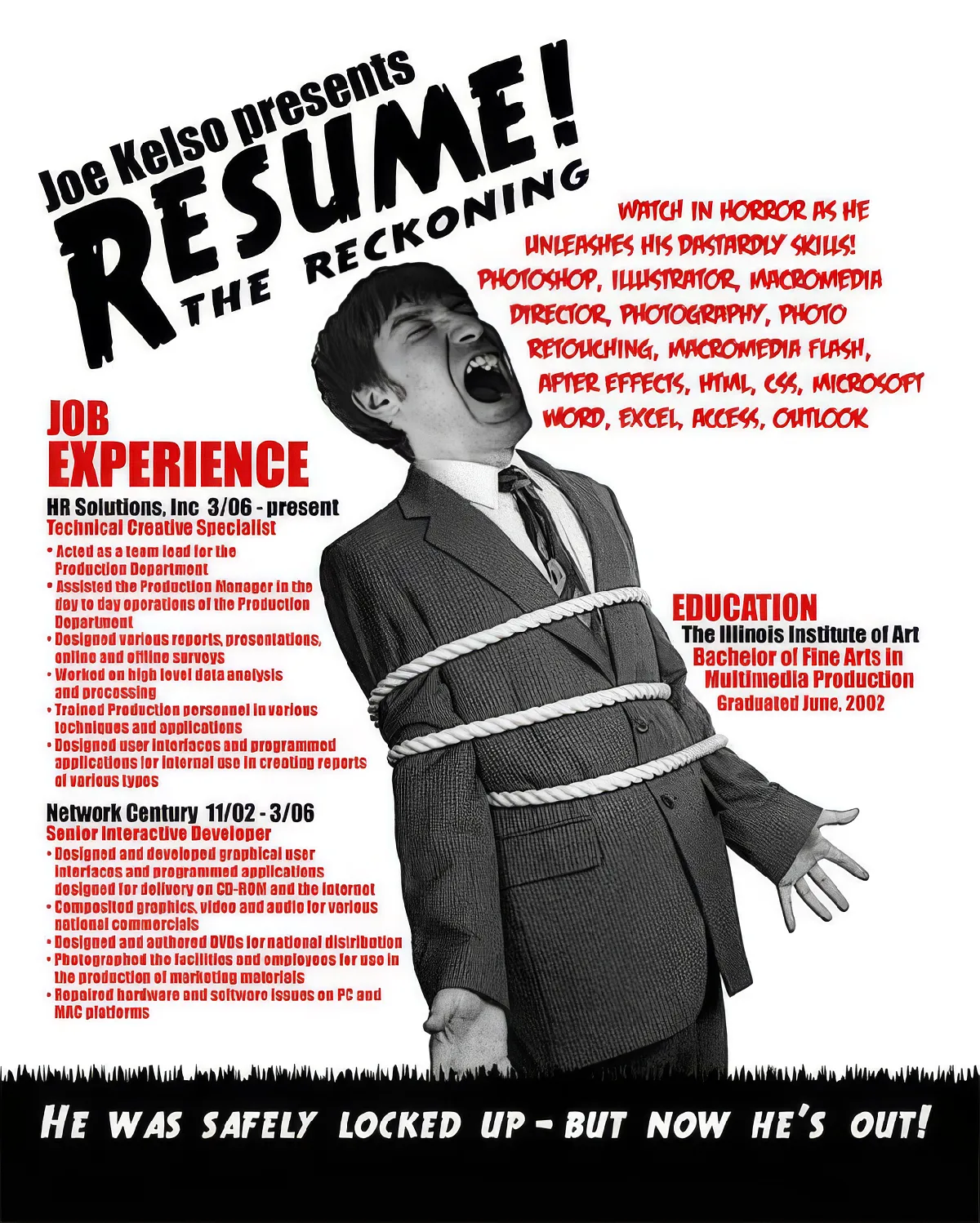 Movie poster inspired creative resume design for multimedia designers