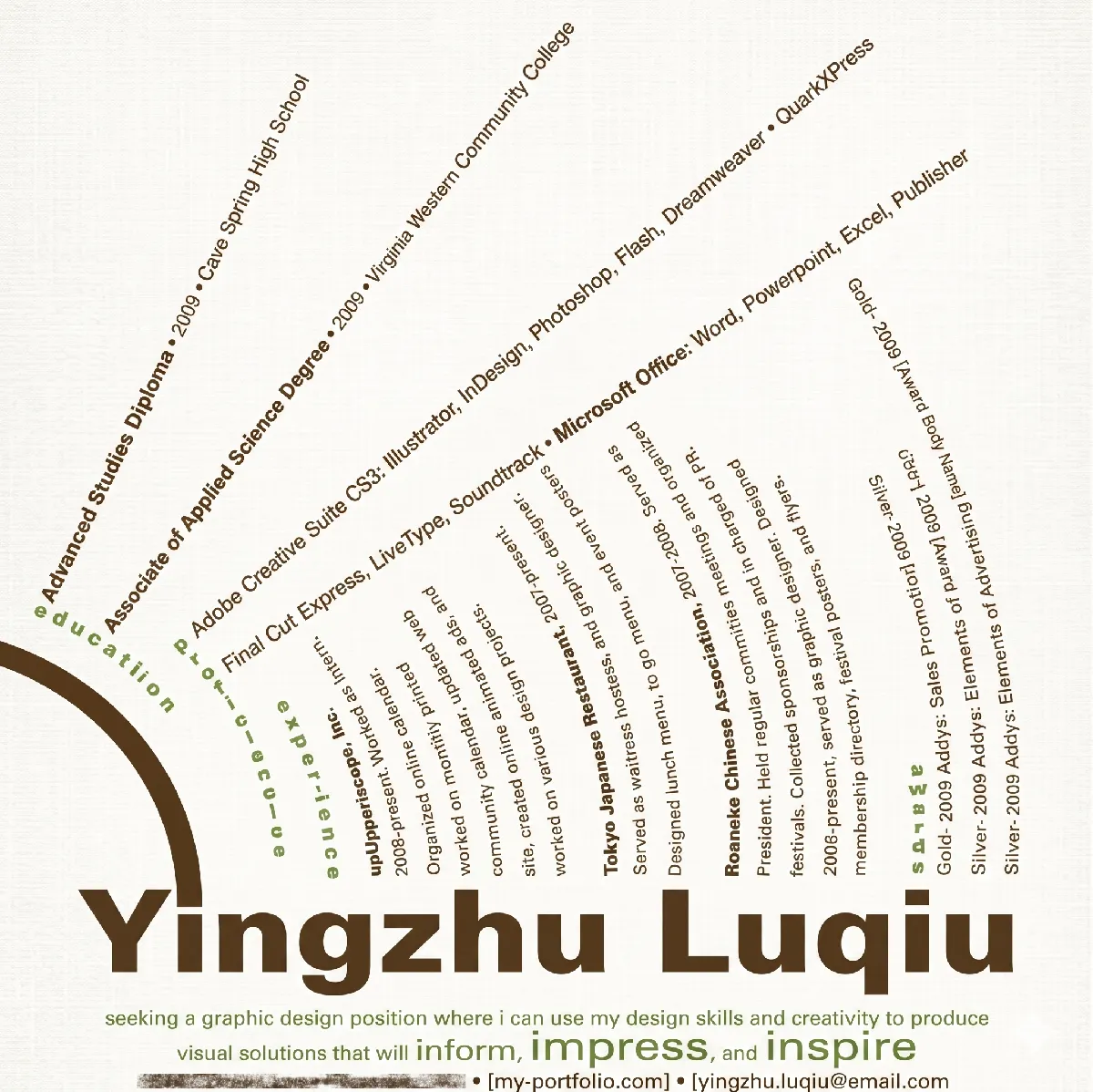 Creative typography tree resume concept design for graphic designers