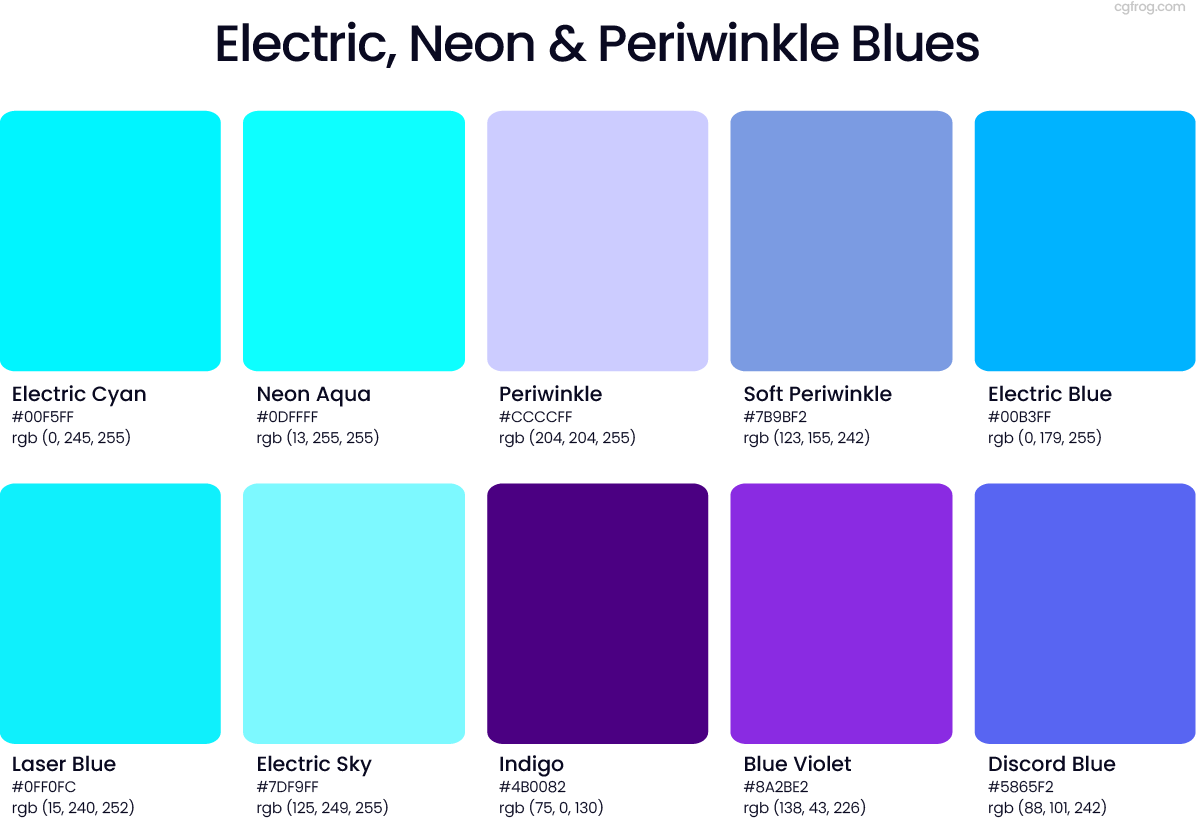 Vibrant Electric Neon and Periwinkle Blue Tones for Creative Digital Design