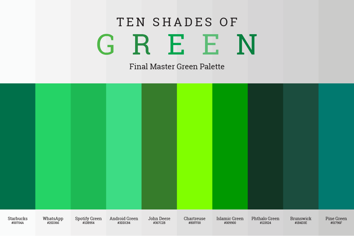 Ultimate Master Green Color Palette with HEX Names Infographic